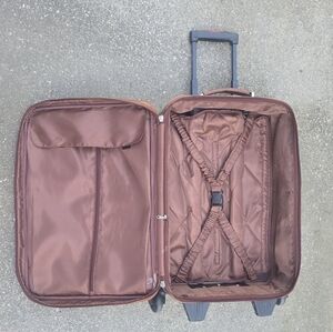 Elegant Brown 100% Leather Travel Bag Suitcase